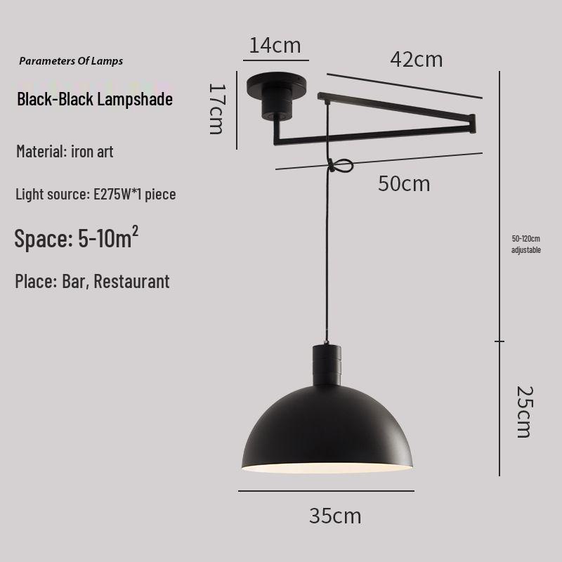Nordic Creative Rocker Arm Pendant Light - Rotatable Walnut for Study, Kitchen, Bar.