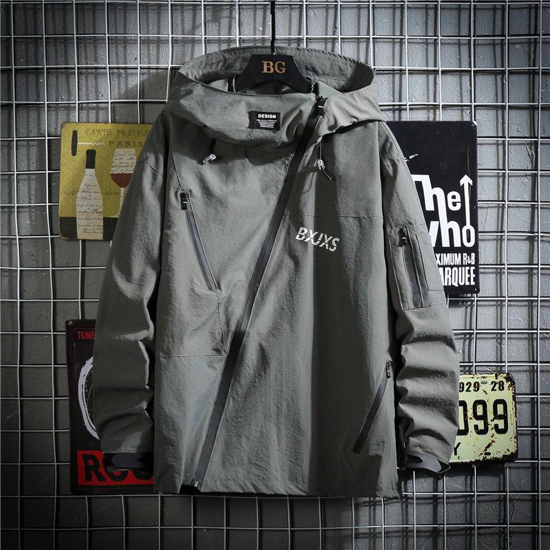 

Мужская весенняя мода повседневное ветрозащитное пальто с капюшоном XXXXL серый