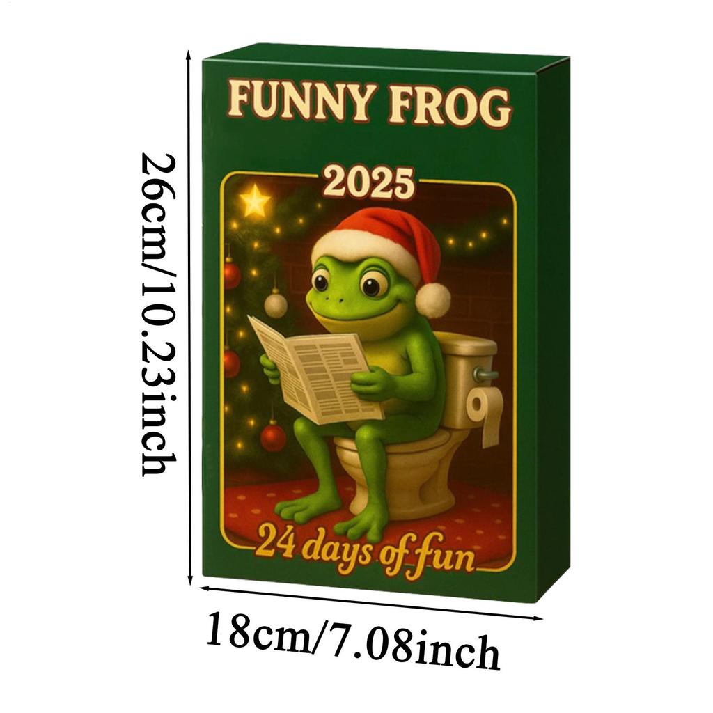 Christmas Advent Calendar Cute Fun 2D Acrylic Frog Figurine Ornament Count Down Calendar Cartoon Frog Christmas Gifts For Kids
