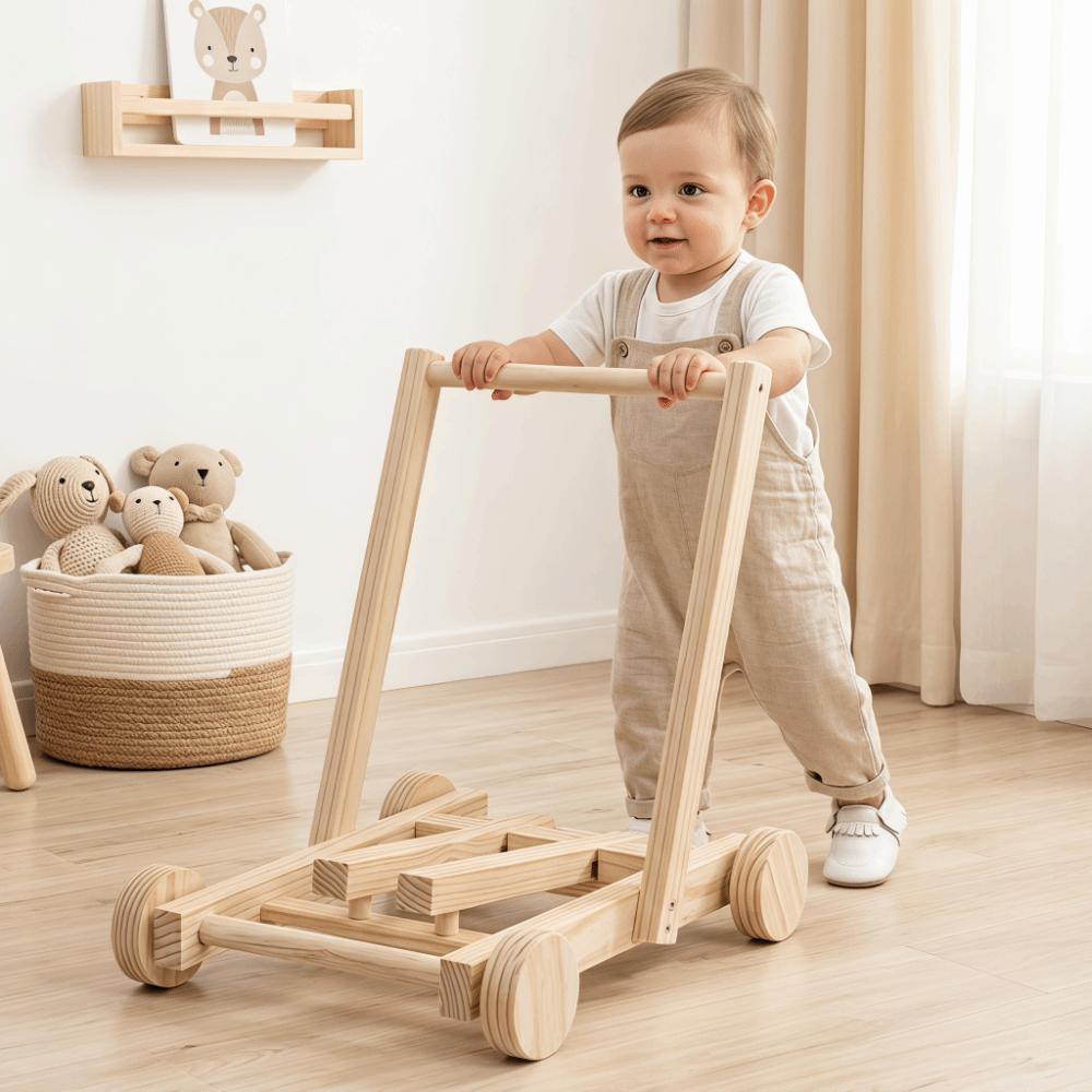 Wheeled Push-Pull Toddler Walking Aid Adjustable Speed Height Hand Push Aid Indoor Play