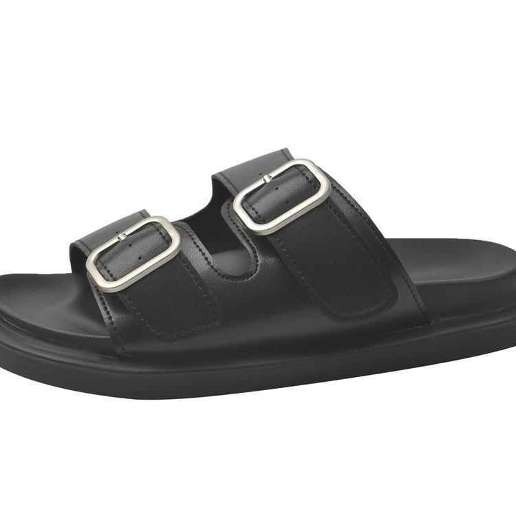 White silver~ thick-bottomed casual cool slippers female summer Internet celebrity outer wear fashionable versatile belt buckle one-word drag female