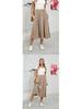 European High-Waisted Casual Midi Skirt - A-Line, Loose Fit, Draped Hem