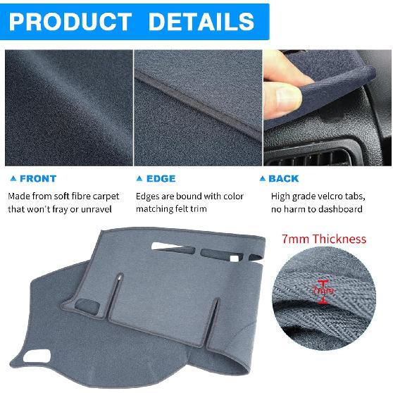 Dashboard Cover  Fit For Honda Pilot 2002 2003 2004 2005 2006 2007 2008 Dash Cover Mat Pad Carpet Protector (Dark Gray)