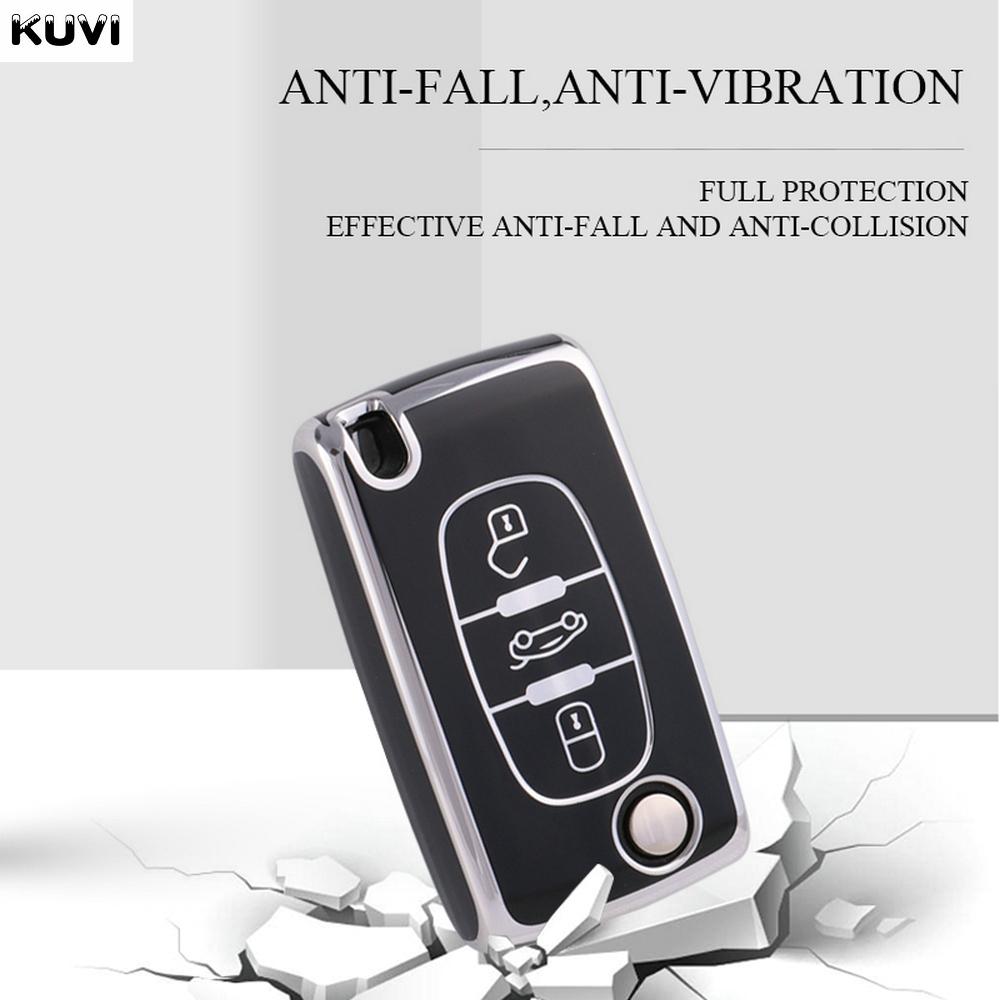 TPU Etui Klapka Pokrowiec na Kluczyk Samochodowy Dla Citroen C2 C3 C4 C5 C6 Xsara Berlingo Dla Peugeot 207 307 308 407 607 807 Ochraniacz Brelok