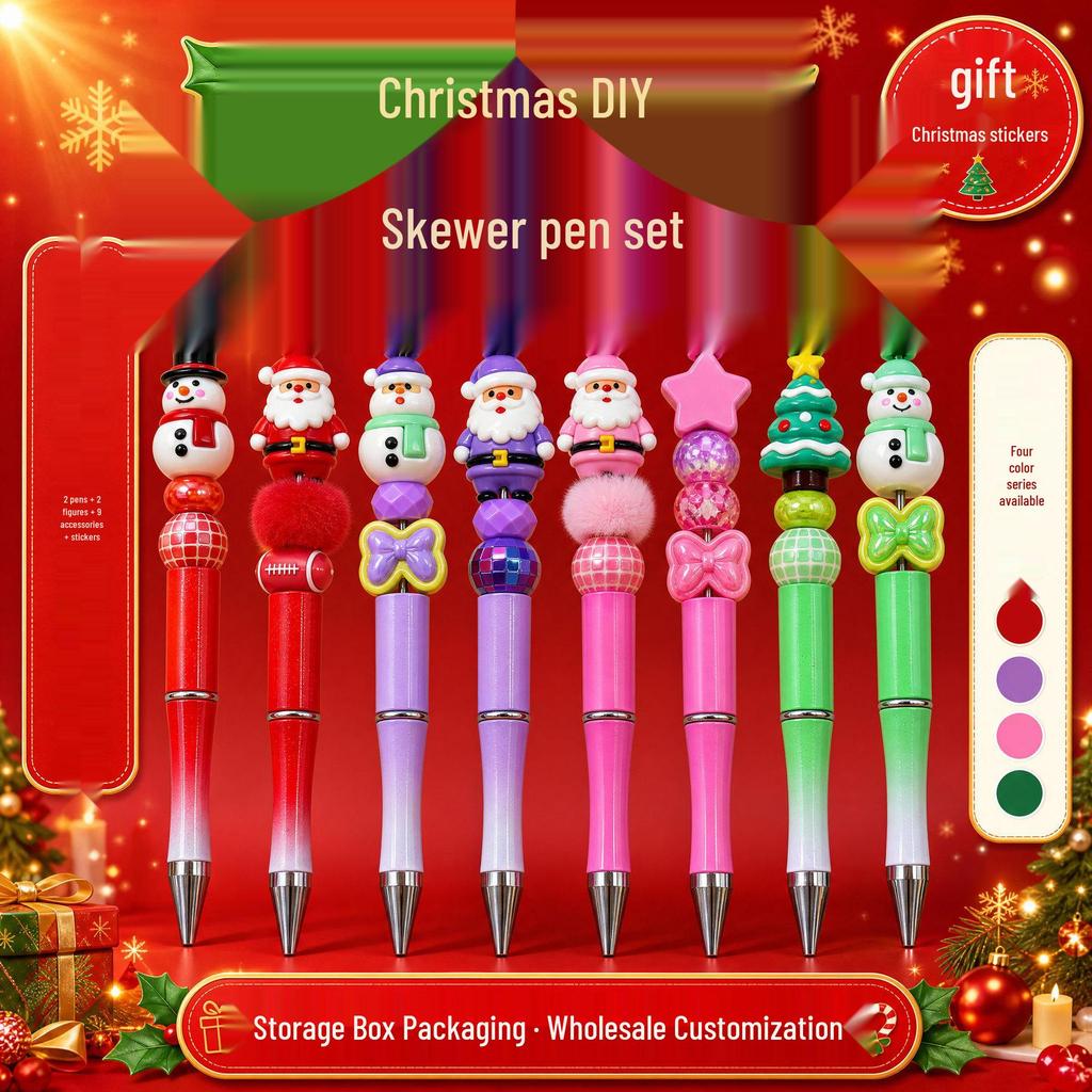 DIY Christmas Beaded Santa Claus Gel Ballpoint Pen