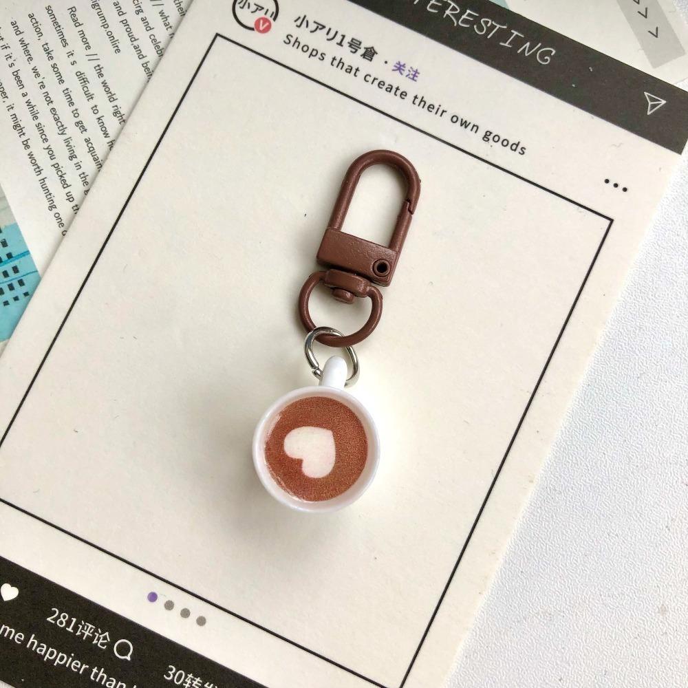 

Cute Cartoon Mini Coffee Cup Keychain Couples Friends Cake Bread Key Ring Bag Charm Pendant for School Backpack Gift