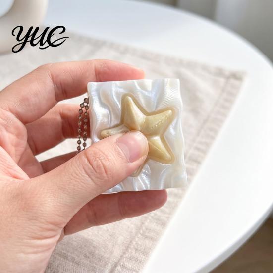 Interactive Clicking Toy Shell Starfish Press Keychain, 3D Printed Marine Theme Stress Relief Durable Key Accessory Holder, Sensory Fidget for