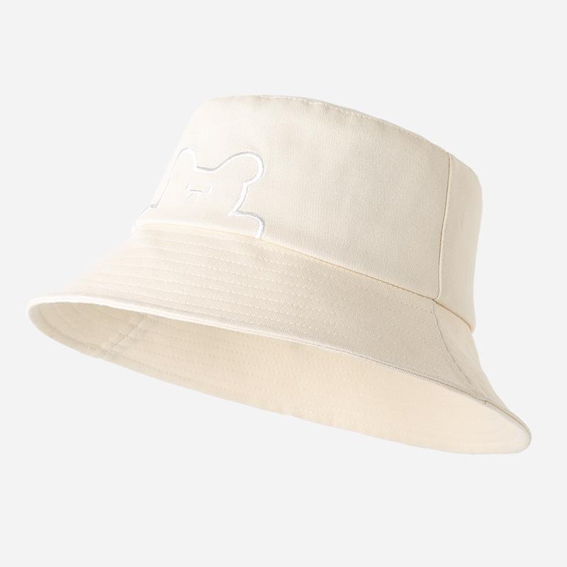 Embroidery Cute Bear Summer Bucket Hat Fashion Girls Women Travel Fisherman Cap Ladies Solid Colors Adjustable Bob Panama Hat