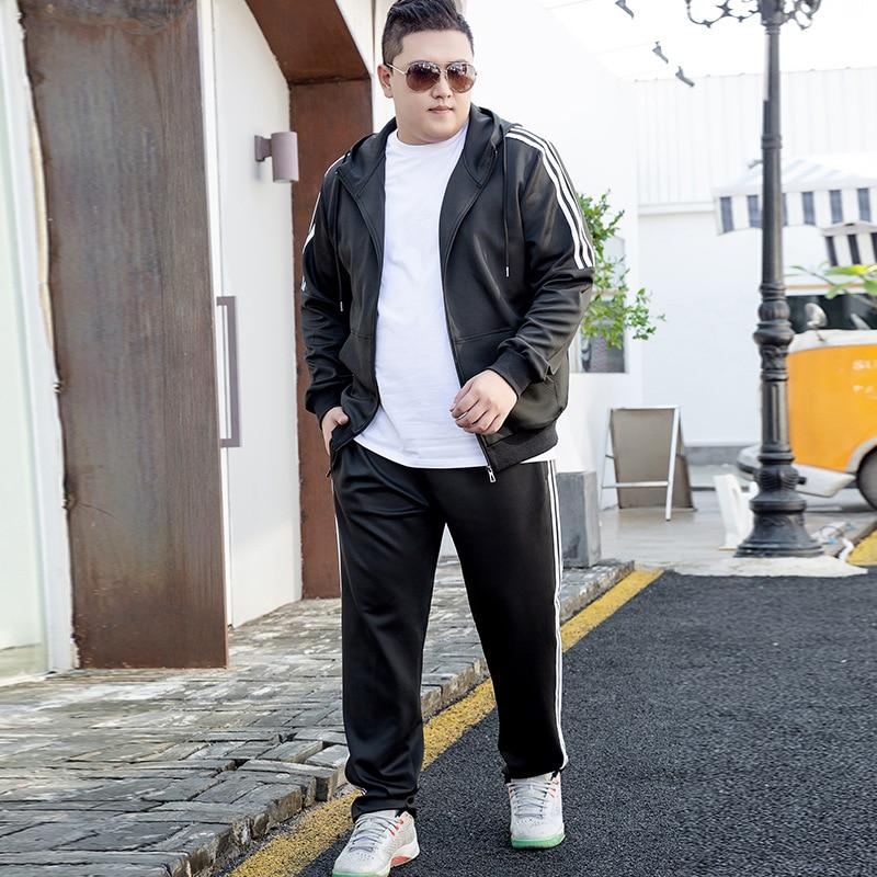 Men 'S Sports Suit Hooded Hoodies Jacket Pants 2 Piece Jogger Set Men Sportswear Autumn Men 'S Sets Sweatpant Extra Large Size 9xl