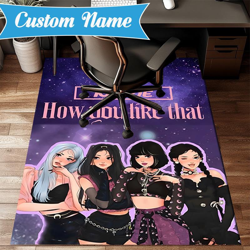 Custom Name Kpop Group Fashion Rug for Living Room, Game Rooms, Office, Bedroom, Floor Mat Playful Design, fan gifts Christmas decor