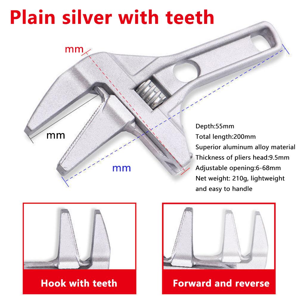Adjustable Spanner Large Opening Bathroom Spanner Wide Jaw Aluminium Spanner Handle Plumber Hand Tool Home Improvement Tool