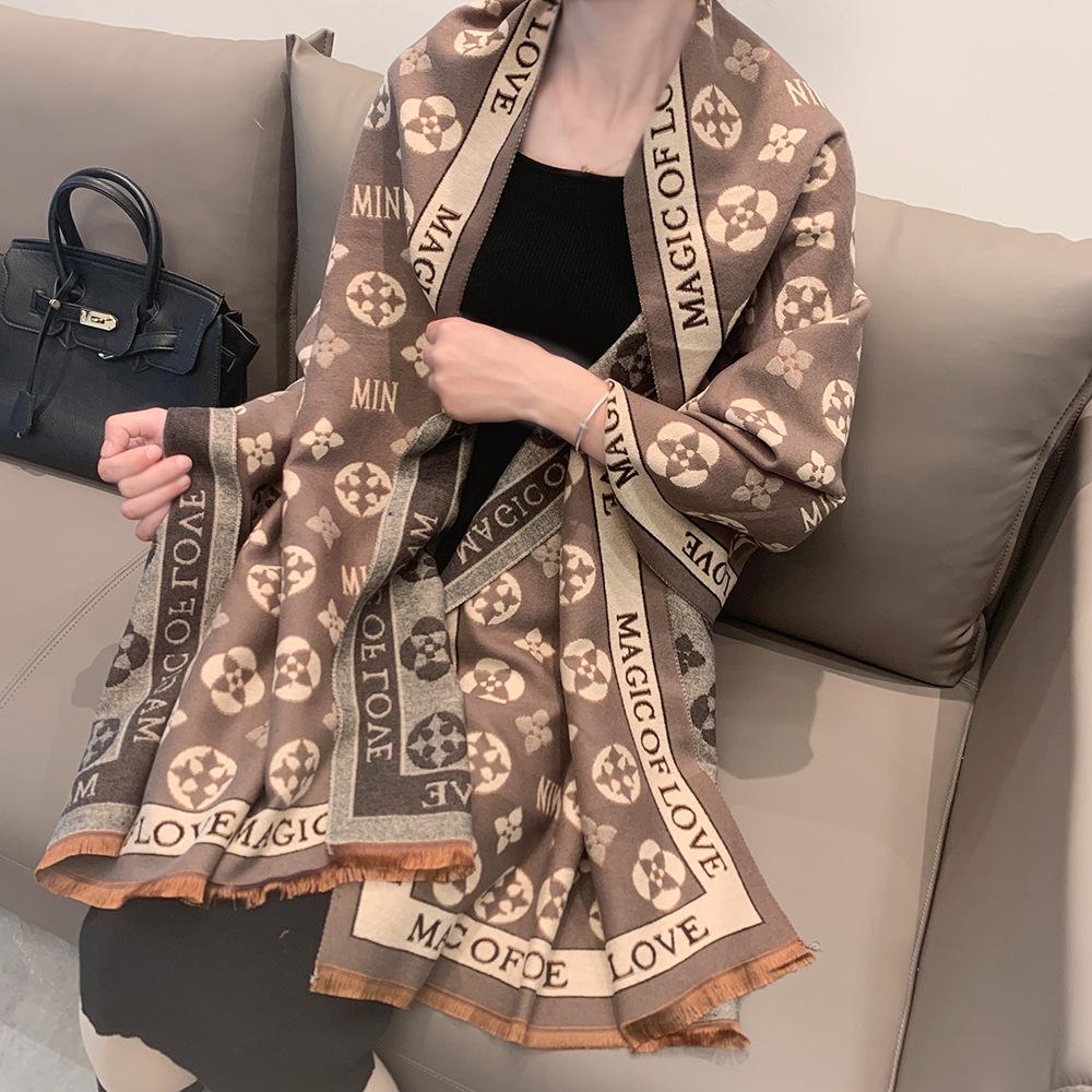 

Шарф-кисточка из искусственного кашемира в европейском и американском стиле - Осенне-зимний теплый защитник шеи, двухсторонний снуд, шаль-одеяло. 190x70 cm