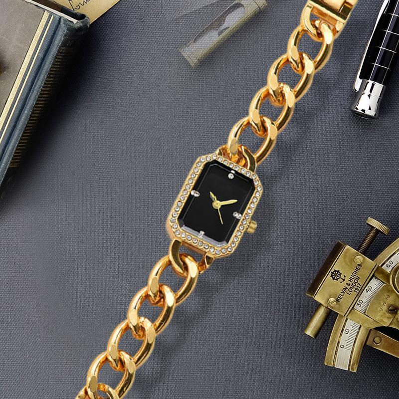 Minimalist Square Dial Chain Strap High-quality Vintage Quartz Watches for Woman Elegant Bracelet Wristwatches Relogio Feminino