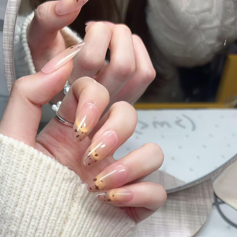 2026 French Leopard Cat Eye Handmade Medium-Long Fake Nails Stickers: Skin-Brightening Luxury Manicure