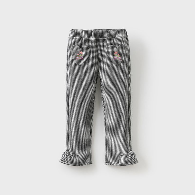David Bella Children s Pants 2026 Girls  Stylish Fleece-Lined Pants for Older Children New Winter Houndstooth Flared Pants