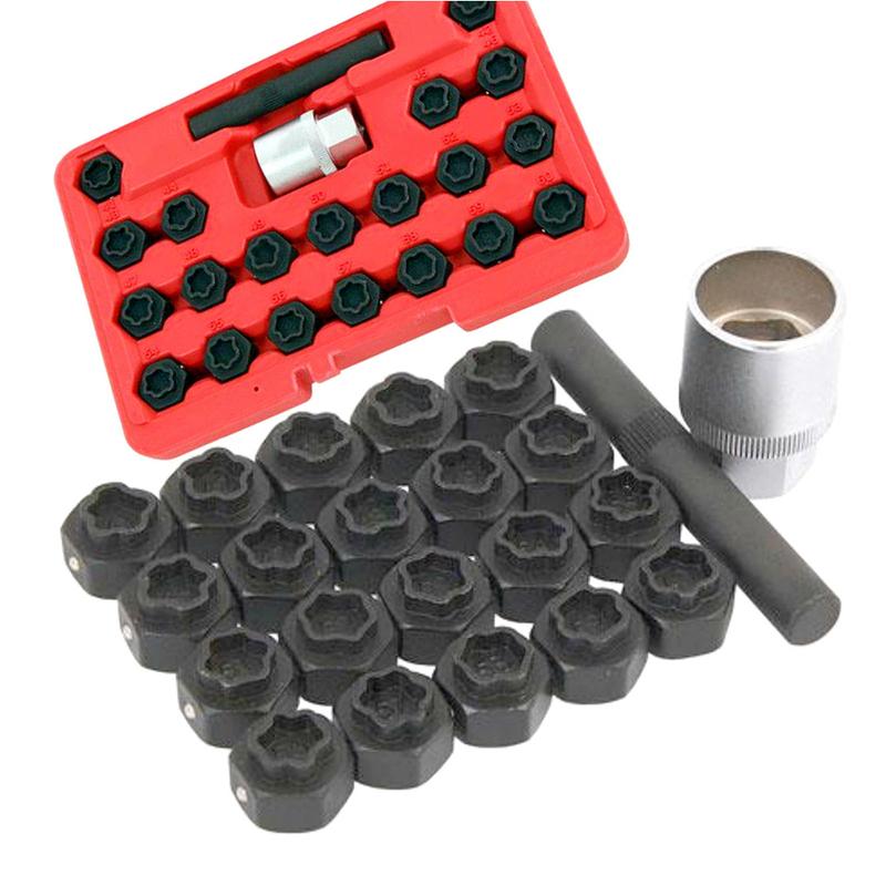 22Pc Wheel Locking Nut Key Socket Sets For BMW 1 3 5 6 & 7 Series 1/2" Drive Key Socket 041-060 Wheel Anti-Theft Screws Remover