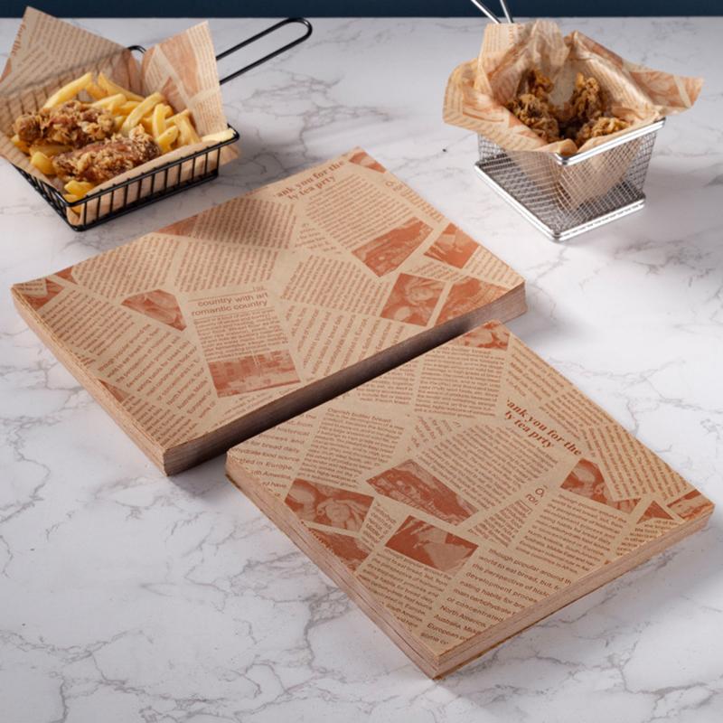 100pcs Sandwich Packaging Paper Cartoon Wrapping Disposable Household Oil-proof Chicken Roll Breakfast Baking Kitchen Tool&