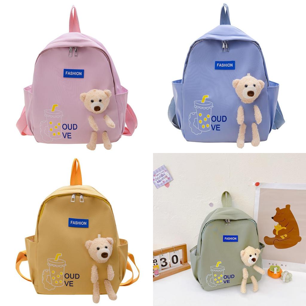 Childrens Cartoon Bear Backpack With Breathable Nylon And Cushioned Straps For School Use