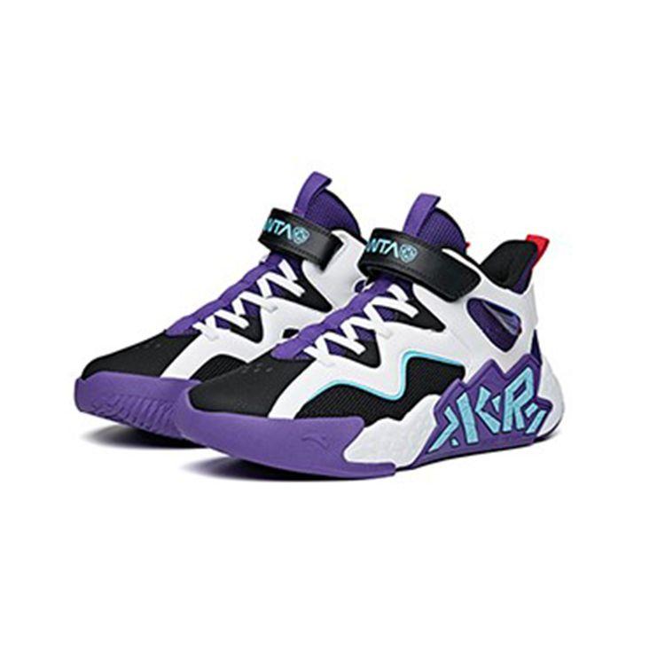 Anta Kids Cement Nemesis Velcro Non-Slip Shock Absorbing Wear-Resistant Breathable Mid-Top Basketball Shoes Kids Basketball Shoes A312131153A-3