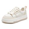 Versatile Platform White Shoes Women's 2025 New Real Soft Leather Campus Height-increasing Moral Training Shoes Fashion Trend Board Shoes