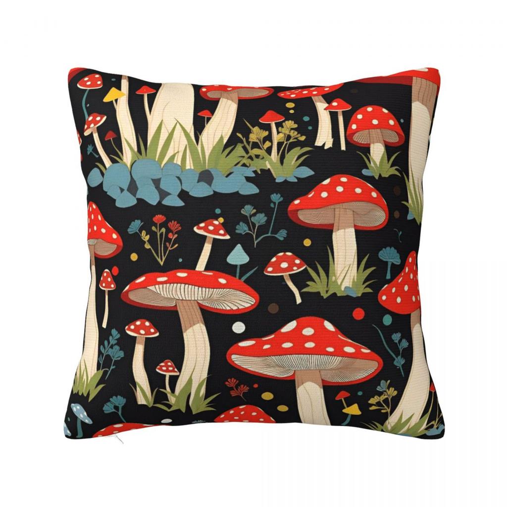 Psychedelic Mushroom Frogs Pillowcase Polyester Cushion Cover Gift Throw Pillow Case Cover Chair Zippered 45X45cm