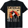 Vintage Catzilla tričko - Vtipné tričko s černobílým kočkou a kotětem Unisex tričko