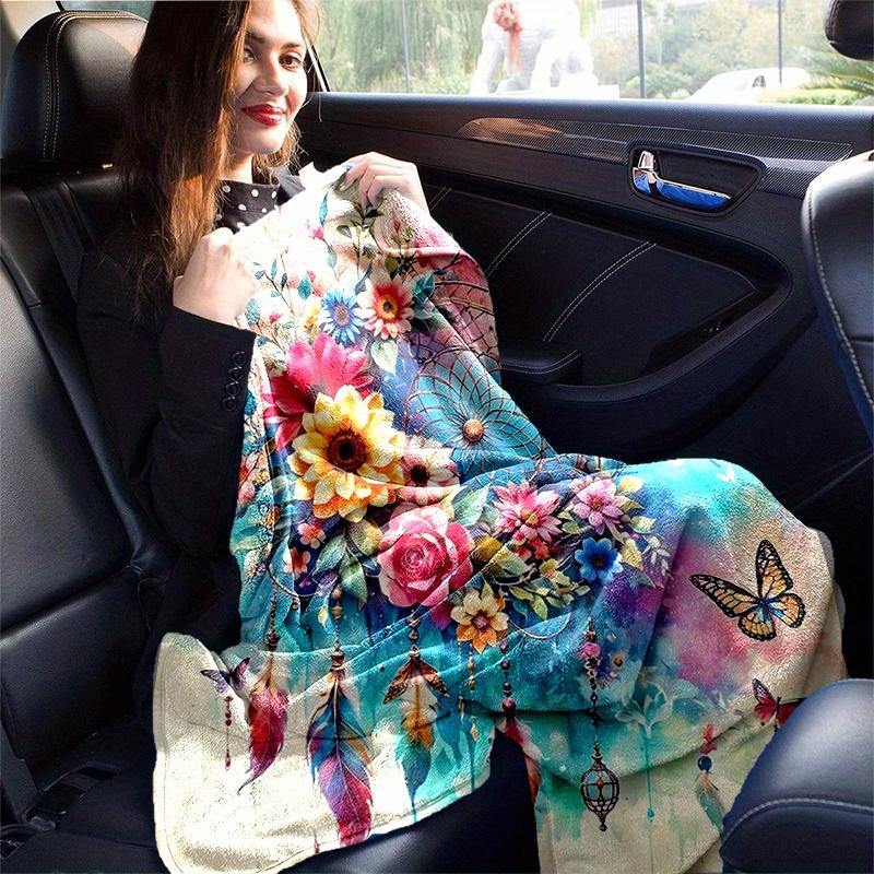 1pc Birds Flowers Butterflies and Feathers in a Fantasy Garden  Soft Warm Home Decorative Blankets for Couch Bed Sofa, Living Room, Travel, Camping