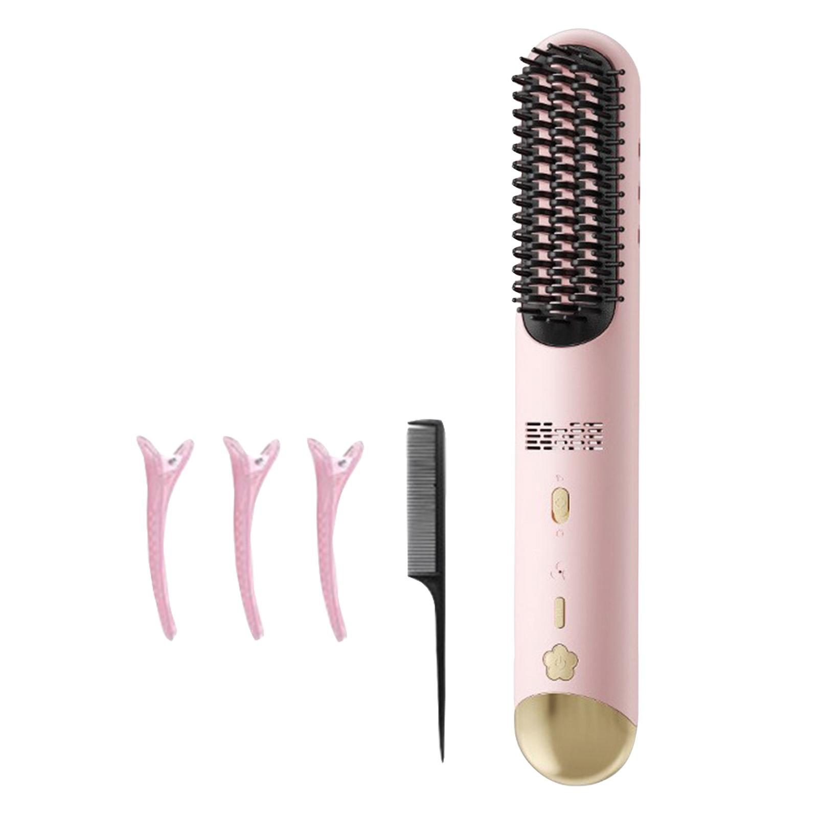 

Straightening Brush, Hair Clip Comb Set, Rechargeable Wireless Straightening Iron, Personal Care Comb, 3 Hair Clips one size білий
