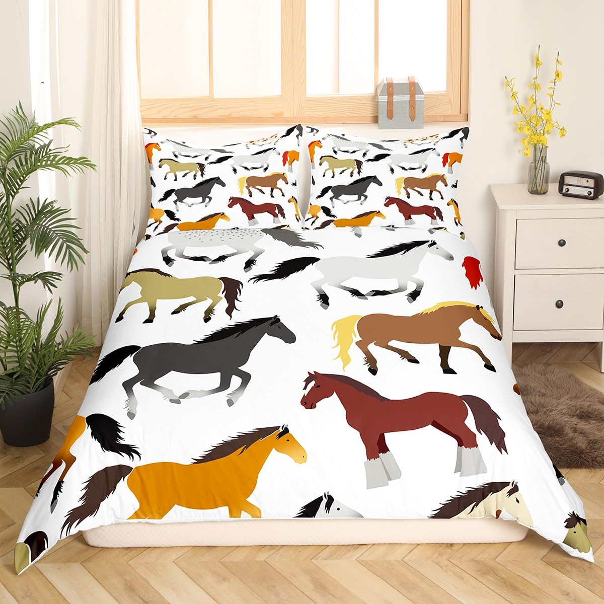 Пододеяльник с изображением мультяшной лошади King Queen Galloping Horse — фото 10