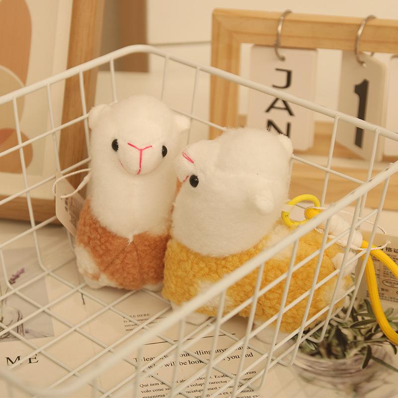 Cartoon Alpaca Doll Plush Toy PP Cotton Filled Customizable Logo 12cm Cotton Pendant Bag Hanging Keychain Gift Giving Multi-Age
