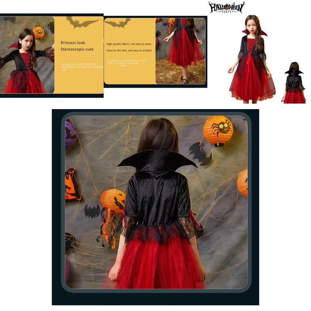 Exquisite Wicked Vampire Cosplay Costume Red Tulle Fancy Dress For Girls