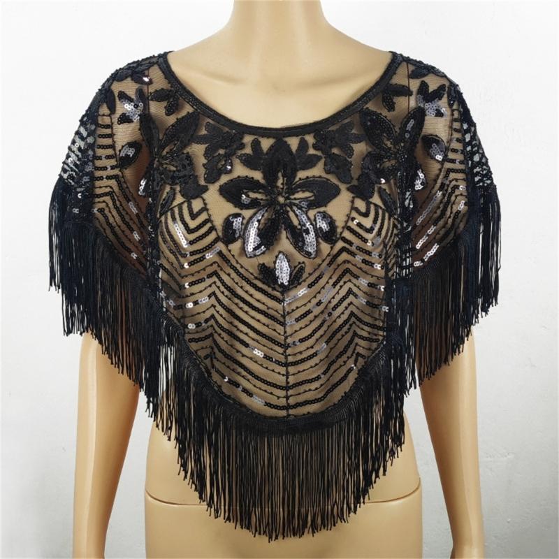 Sparkling Sequined Embroidered Shawl Wrap for Evening Gowns and Dresses Comfortable Wear Capes for Women Special Occasion