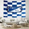 Blue And White Crest Pattern Printed Tapestry, for Bedroom,Livingroom, dormitory, Large Wall Decor, Fabric Decor Fan Birthday Gifts