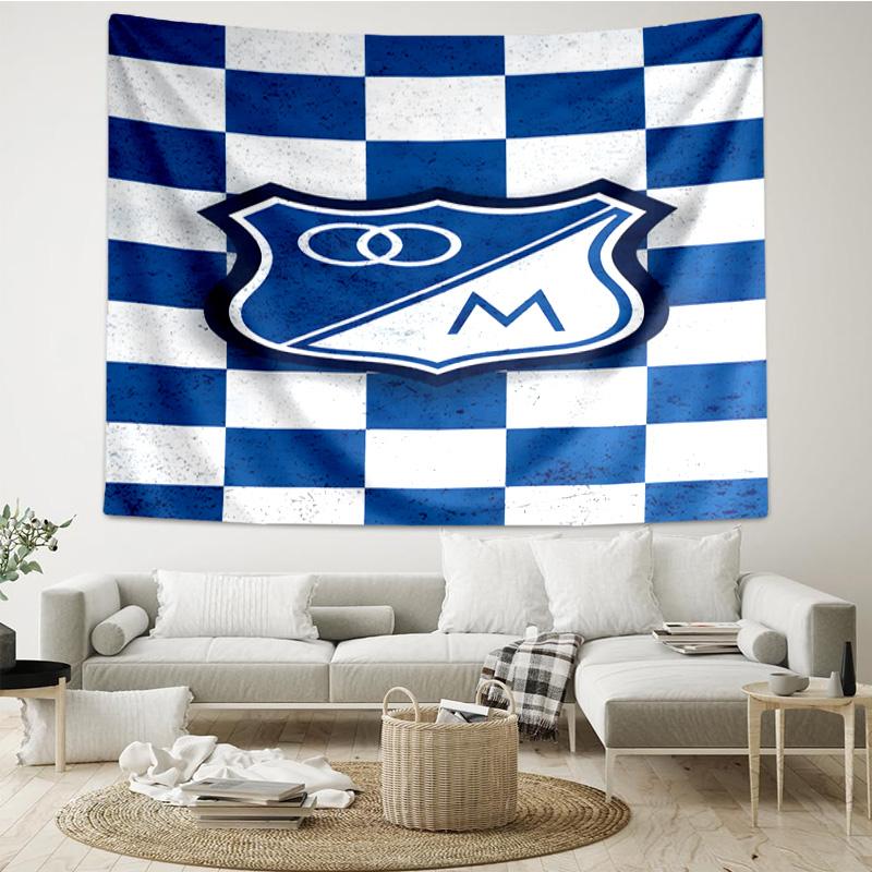 Blue And White Crest Pattern Printed Tapestry, for Bedroom,Livingroom, dormitory, Large Wall Decor, Fabric Decor Fan Birthday Gifts