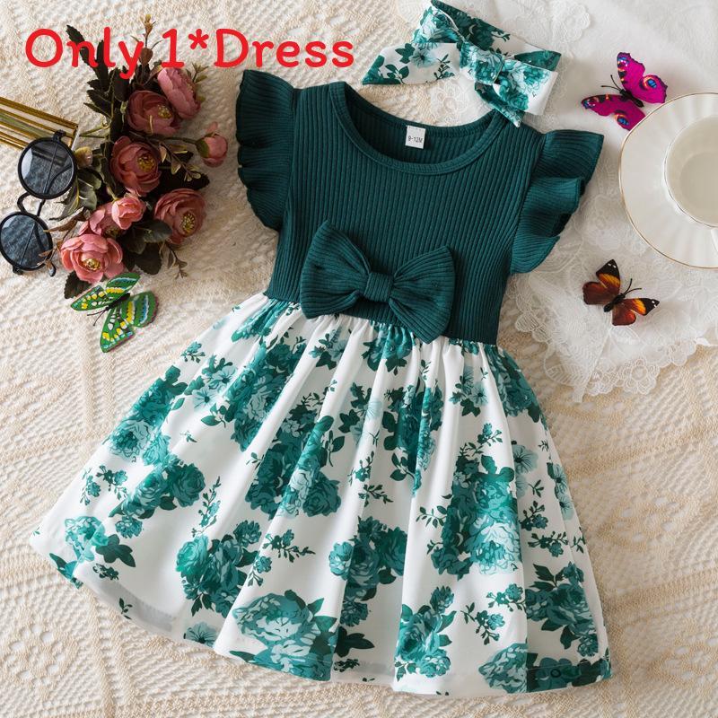 Summer Girl Dress With Floral Print For Toddler Girls Gift For Birthdays
