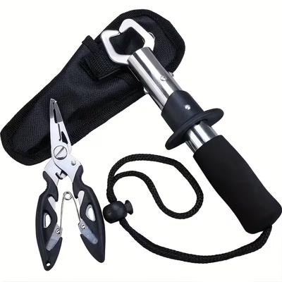 1 Set Stainless Steel Fish Gripper Grip(16.76 cm)+Pliers(10.92 Cm) Fishing Tackle Controller Fish Plier Fishing Tools
