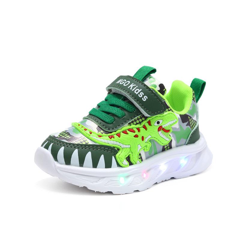 MGO LED Verlichte Tyrannosaurus Rex Sportschoenen voor Jongens, Leeftijd 1-6 – Perfect voor Lente- en Herfstavonturen