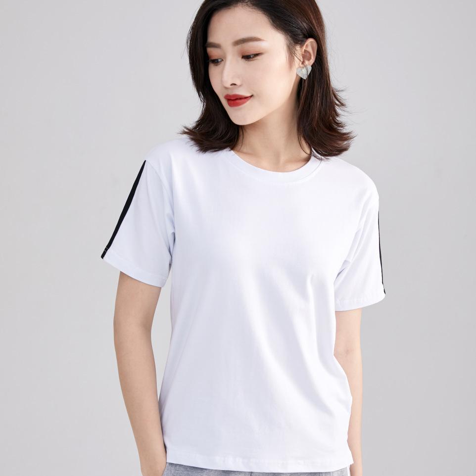 Spring New Short-sleeved Ins Korean Version T-shirt Girls Round Neck Casual Printed Tops Fashionable and Cute Women's Clothing