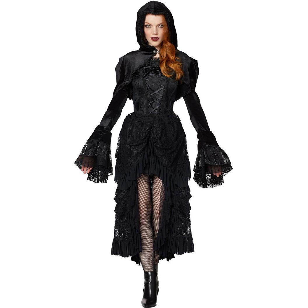 

Medieval goth witch dress cos zombie witch reaper cape cape, halloween costume XL