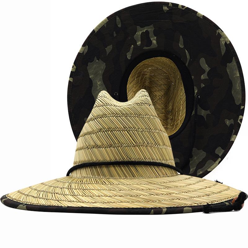 Beach Hat Summer Men's Big Eaves Sun Hat Outdoor UV Protection Hollow Grass Women's Straw Hat