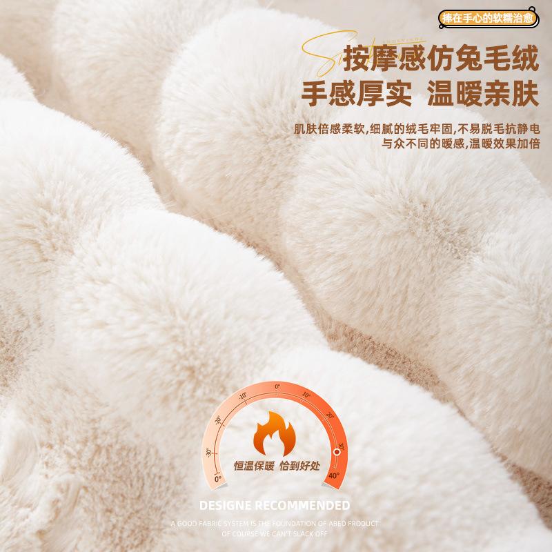 New Rabbit Plush Sofa Cushion Winter Thickened Plush Seat Cushion Straight Row Three-Person Non-Slip Leather Sofa Cover