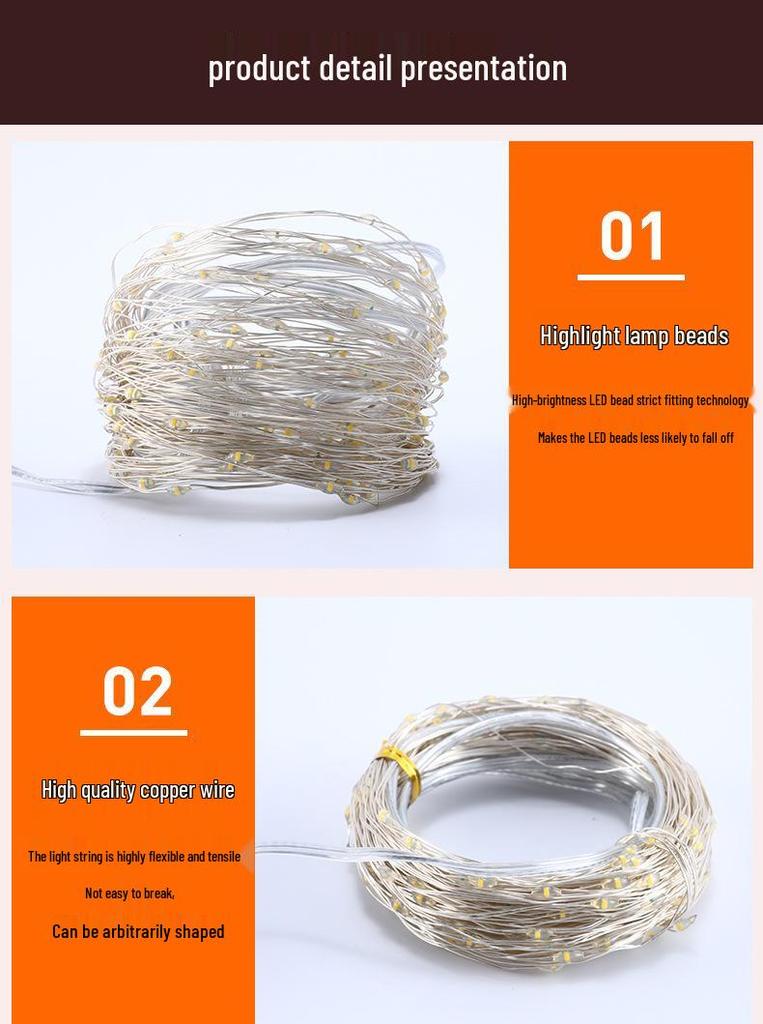 LED Solar Copper Wire String Lights - Colorful, Flashing, Waterproof Outdoor Lights for Courtyard/Balcony, Starry Sky Atmosphere