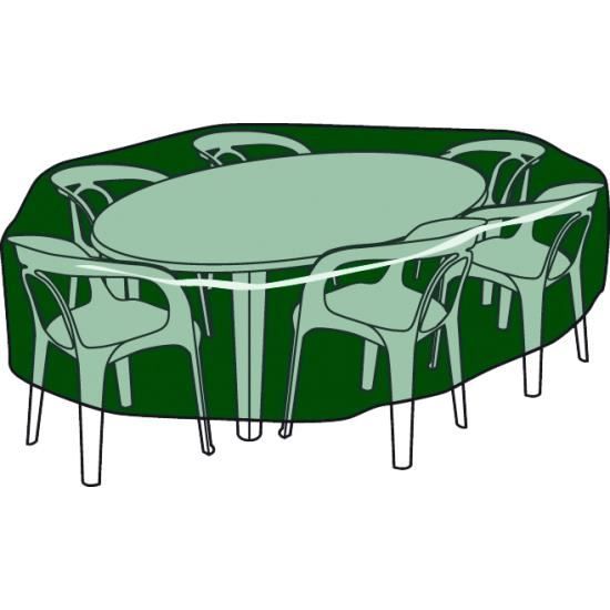 Gaine en polyéthylène - Couvre table circulaire et chaises hautes - Vert
