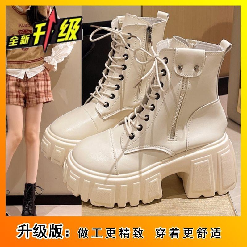 Light and simple sweet and cool lace-up Martin boots Autumn British super soft and comfortable thick-soled casual short boots 40