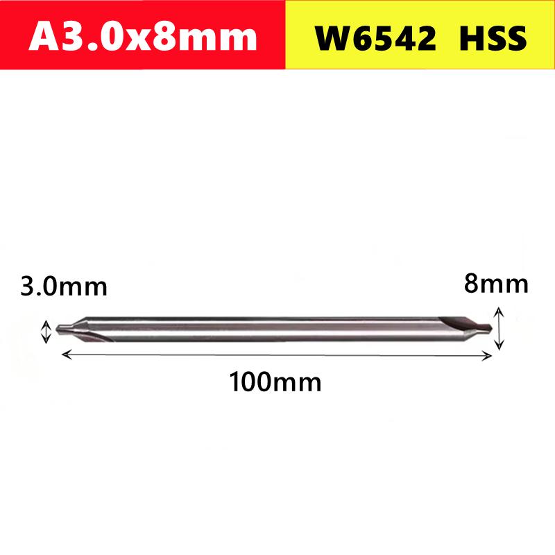 100mm Extended A Center Drill W6542 HSS for Metal Processing Center Drilling Positioning CNC Mechanical Lathe