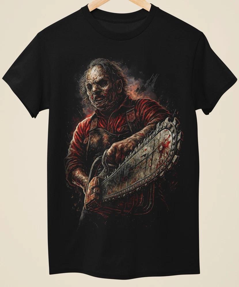 Evil Horror Chainsaw Massacre Halloween Printed Unisex Black TShirt (H0019) S