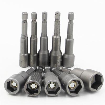 Hex Handle Magnetic Socket Wrench Set: 6-15mm Bits with 65mm Screwdriver Extension