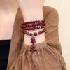 Multi-layered Gourd-shaped Cinnabar Bracelet with the Character "Fu" for Women, Light Luxury Niche Exquisite Beaded Bracelet, Vintage Necklace,