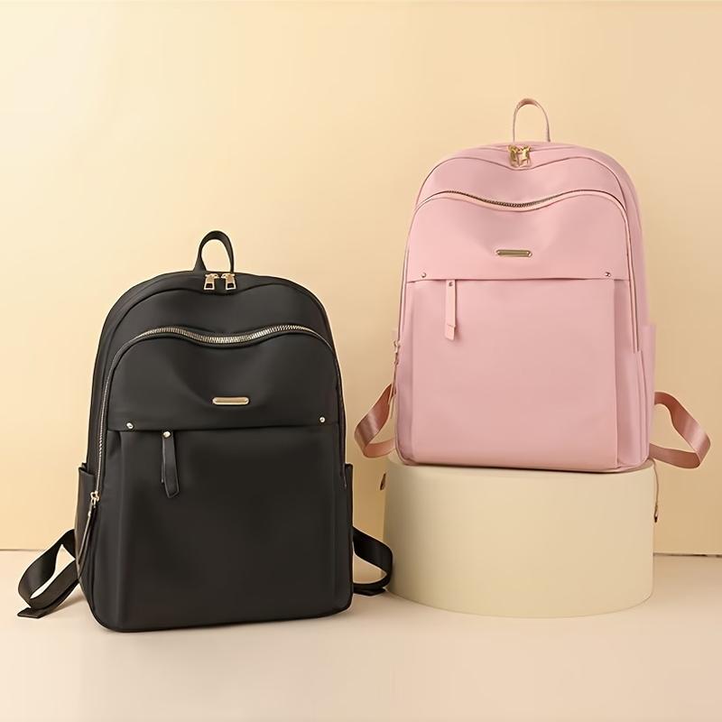 Daily Wear Solid Tone Nylon Backpack Fashion Lightweight Daypack, Multi-compartment for Ladies Daily Errands and Travel