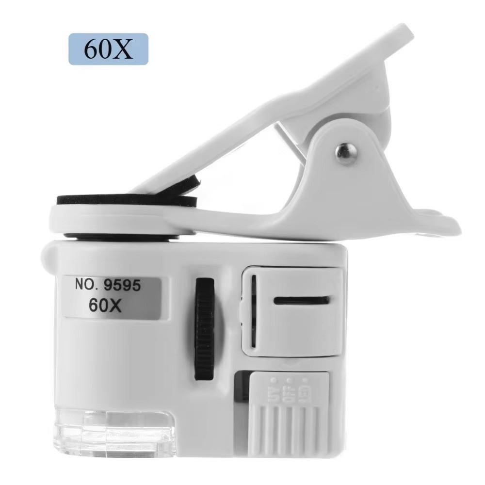 LED UV Lights Pocket Microscope 60X Magnification Zoom Microscope For Stamp